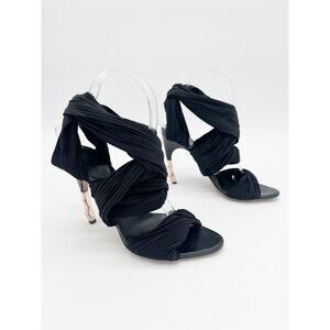 Gucci 2004 Runway Tom Ford Black Jersey Wrap Bamboo Heel Sandal Heels EU 36